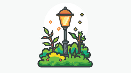 Fototapeta na wymiar Garden lamp logo vector illustration design 2d flat