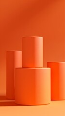 Stacked bar graph in clay style, 3D render, solid orange background, frontal, bright light