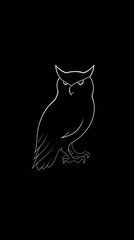 National owl emblem, stark background, side view, minimalistic, silhouette style