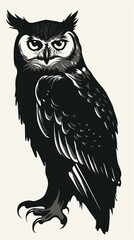 National owl emblem, stark background, side view, minimalistic, silhouette style