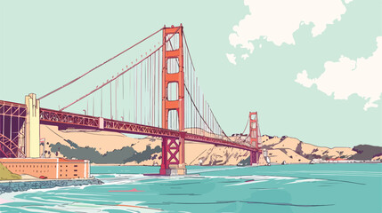Golden Gate Brige San Francisco. Hand drawn sketch