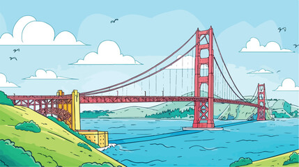 Golden Gate Brige San Francisco. Hand drawn sketch