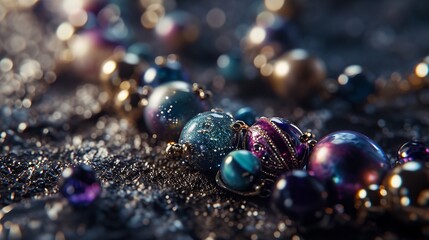 Elegant Handcrafted Bead Bracelet Featuring Sparkling Multicolored and Metallic Beads in a Close-Up Shot