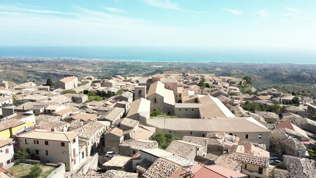 Aerial video of Italian Medieval village of Gerace, Calabria