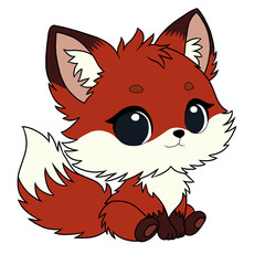 cute red fox cartoon illustration