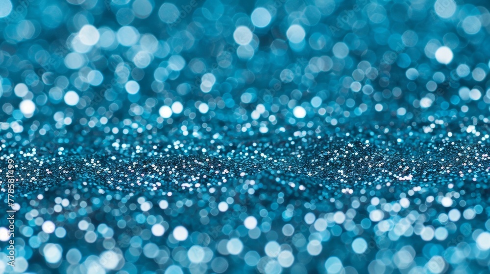 Poster detailed view of a vibrant blue glitter background with shimmering sapphire particles creating a spa