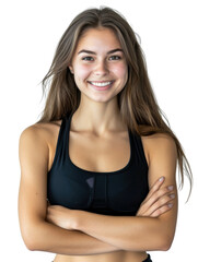 Fototapeta premium Professional woman fitness trainer transparent background
