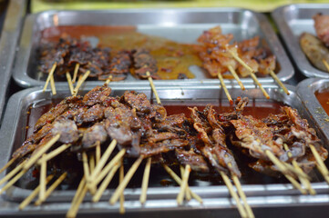 grilled chicken with pork in market