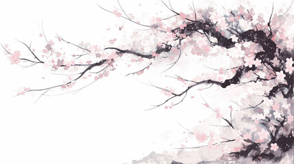 水墨画風の桜