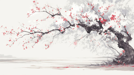 水墨画風の桜