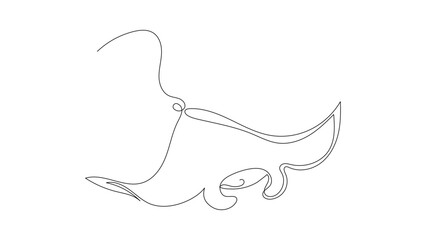 Manta ray in continuous one line art style. Aquatic logo concept. Simple vector illustration