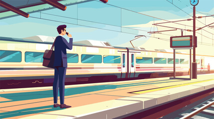 Illustration of young businessman with briefcase ta