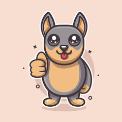 happy doberman dog animal character mascot with thumb up hand gesture isolated cartoon