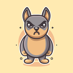 serious doberman dog animal character mascot with angry expression isolated cartoon