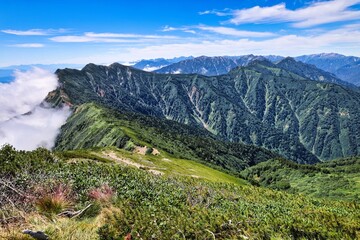 北アルプスの後立山連峰の稜線