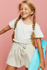 Radiant Youth: Captivating Portraits of a Stylish, Cute Caucasian Girl with Bright Blonde Hair,...