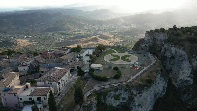 Aerial video of Italian Medieval village of Gerace, Calabria
