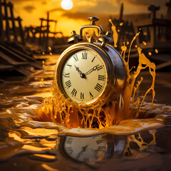 Surreal image of a clock melting like Dalis painting