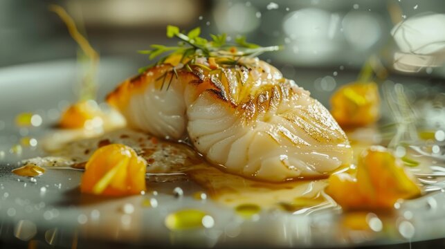 Gourmet chef crafts exquisite flounder for a premium gastronomy experience