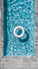 Fototapeta na wymiar white life ring floating pool deep summer vibe slightly color content descent blue ball emote unconnected upbeat trap layout