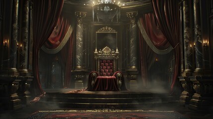 Elegant cardinal throne in the dignified throne room - obrazy, fototapety, plakaty