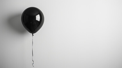 One shiny black balloon on white background