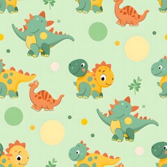 Cute cartoon pattern with dinosaur characters