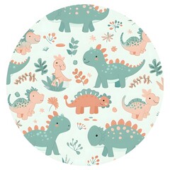 Obraz na płótnie Canvas Cute cartoon pattern with dinosaur characters