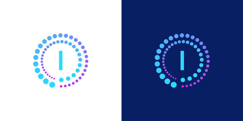 creative modern digital technology  letter I logo. with abstract circular dots. logo can be used for technology, digital, connection, data