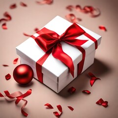 gift box with red ribbon and bow