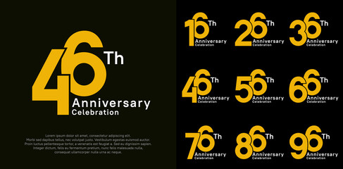 anniversary vector design set with yellow and white color for special moment celebration