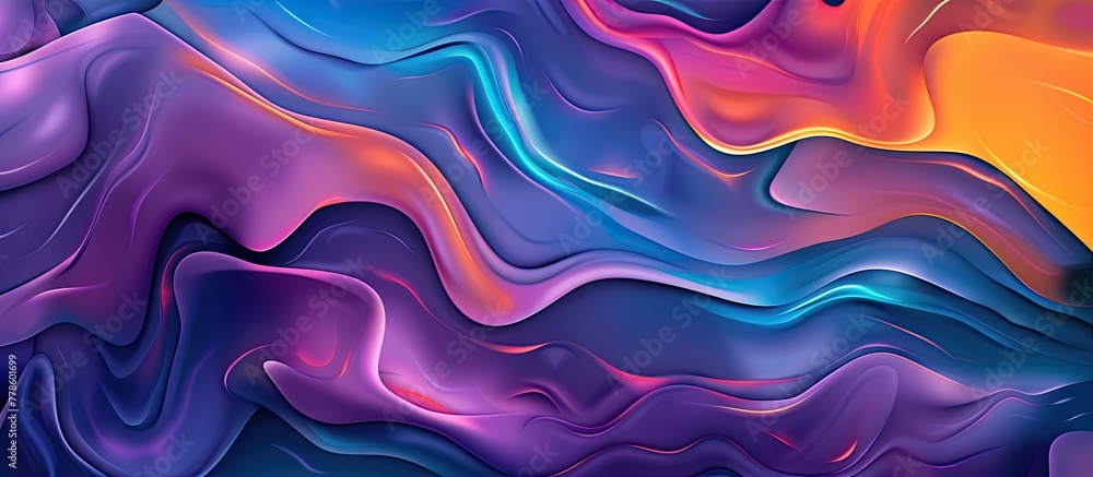 Sticker vivid abstract painting displaying a vibrant wave pattern in a close-up view