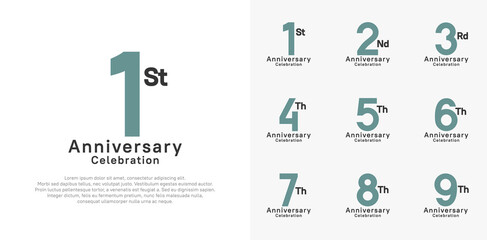 anniversary logotype vector design with blue and brown color for celebration moment