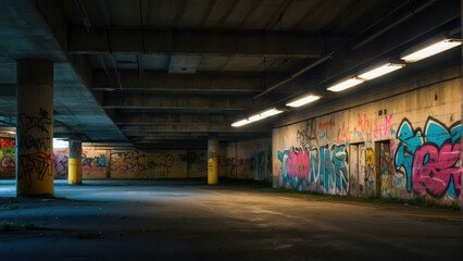 abandoned tunnel showcasing vibrant graffiti art on the walls
