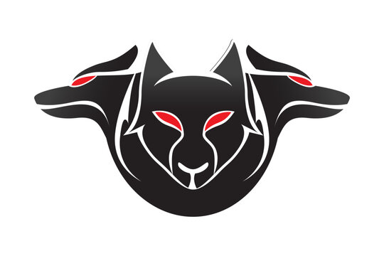 3 wolf logo design vector illustration