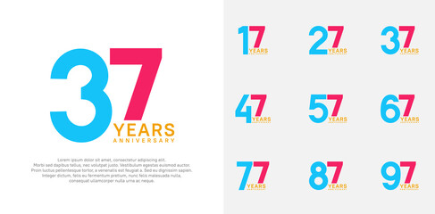 anniversary logo style vector design with blue and pink color can be use for celebration day