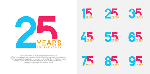anniversary logo style vector design with blue and pink color can be use for celebration day