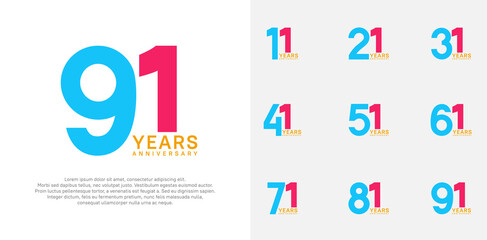 anniversary logo style vector design with blue and pink color can be use for celebration day