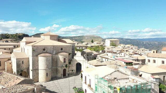 Aerial video of Italian Medieval village of Gerace, Calabria
