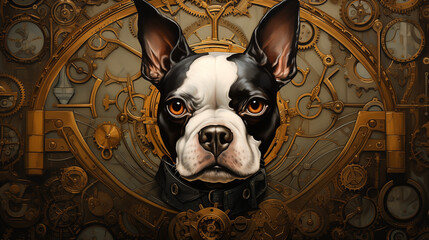 english bulldog portrait - obrazy, fototapety, plakaty