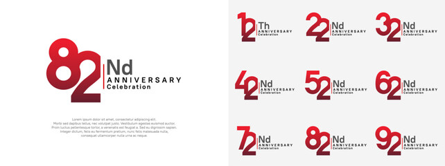 anniversary vector design set red and black color for celebration day