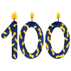 100th Birthday candle number, age, anniversary candle, burning candle number
