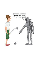 Golfer & Robot Caddy