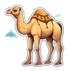Arabic Camel Sticker Design on White Background Ai Image