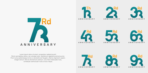 anniversary logotype vector design set blue and orange color can be use for celebration day