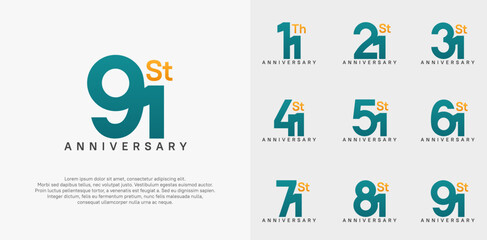 anniversary logotype vector design set blue and orange color can be use for celebration day