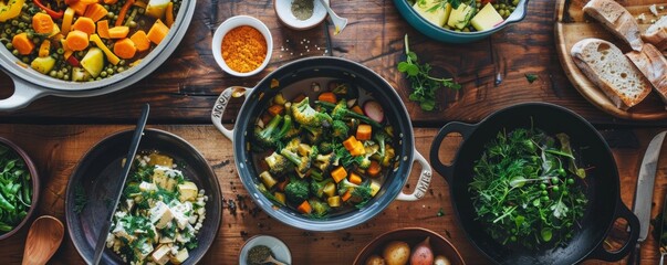 Plant-based hotpot a variety of fresh veg and herbs