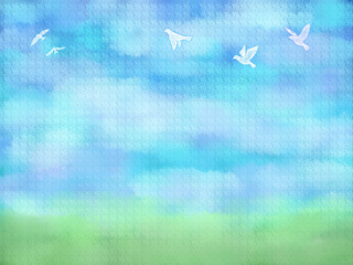 青い空と小鳥の背景