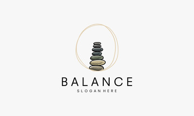 hand drawn balance stone logo vintage minimalist vector illustration icon template graphic design