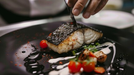 Sophisticated chef weaves flavor and art in a sea bass masterpiece